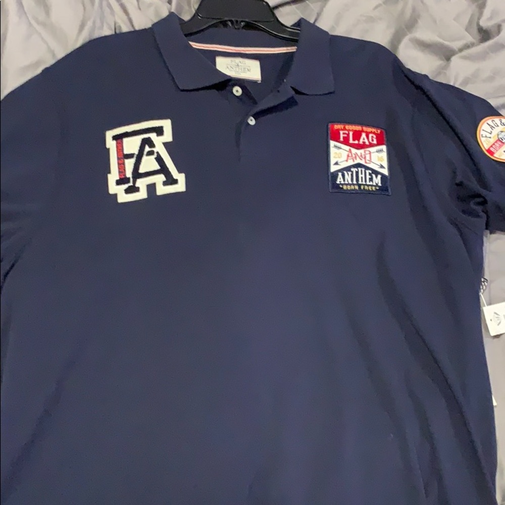 Flag and Anthem men’s navy blue polo